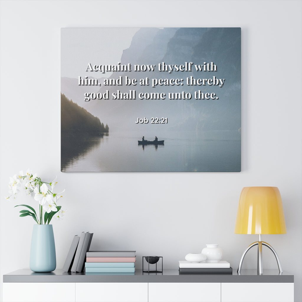 Scripture Walls Be At Peace Job 22:21 Bible Verse Canvas Christian Wall Art Ready to Hang Unframed-Express Your Love Gifts