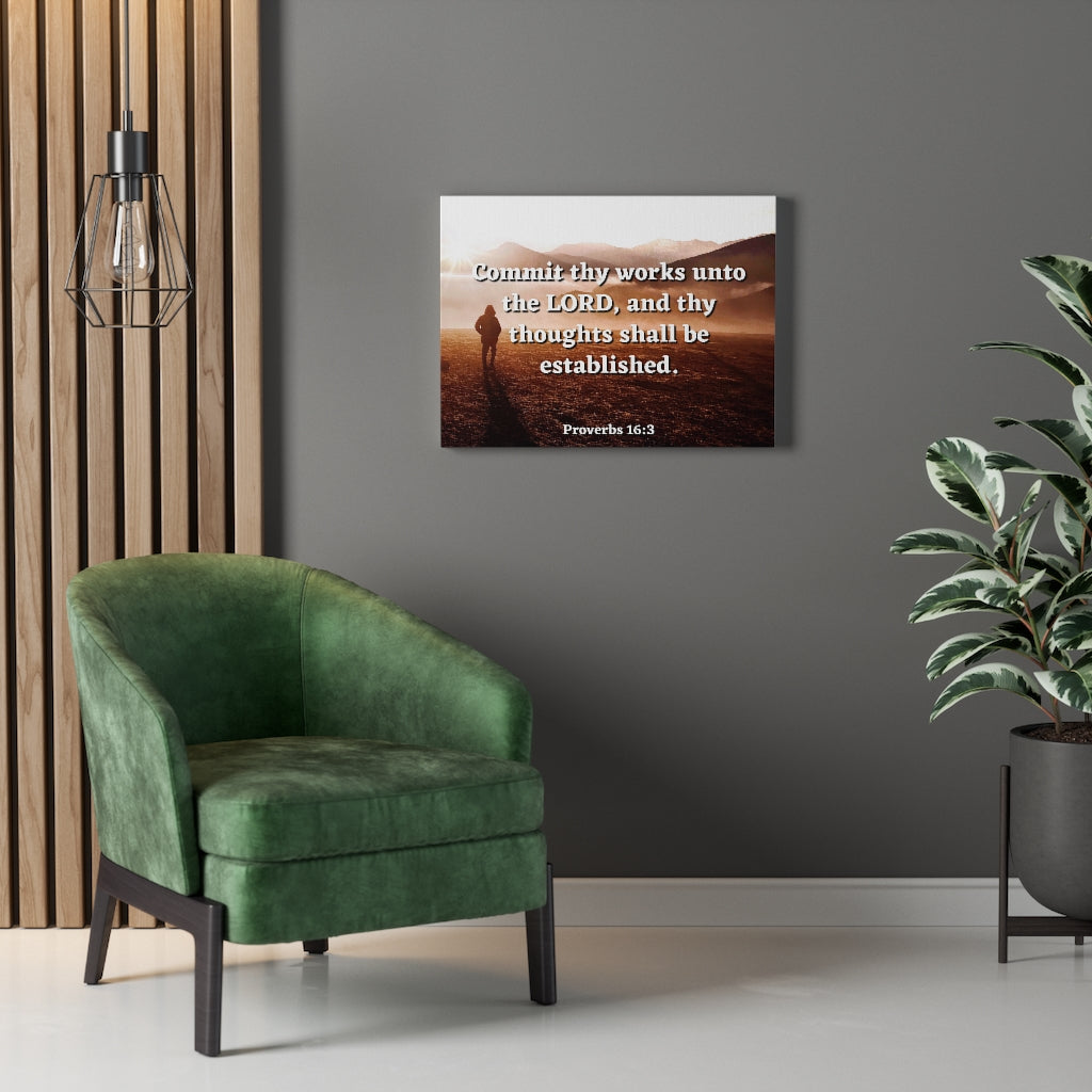Scripture Walls Be Established Proverbs 16:3 Bible Verse Canvas Christian Wall Art Ready to Hang Unframed-Express Your Love Gifts