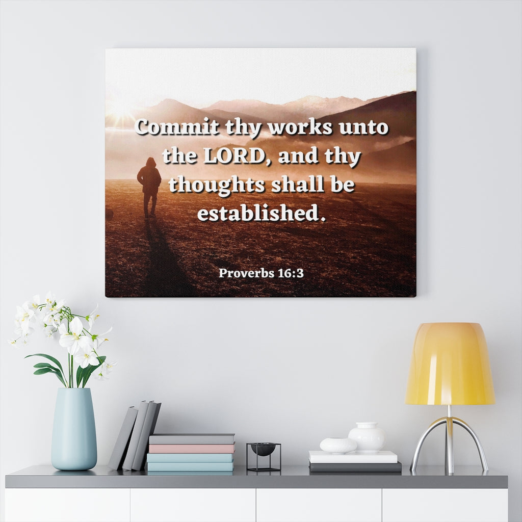 Scripture Walls Be Established Proverbs 16:3 Bible Verse Canvas Christian Wall Art Ready to Hang Unframed-Express Your Love Gifts