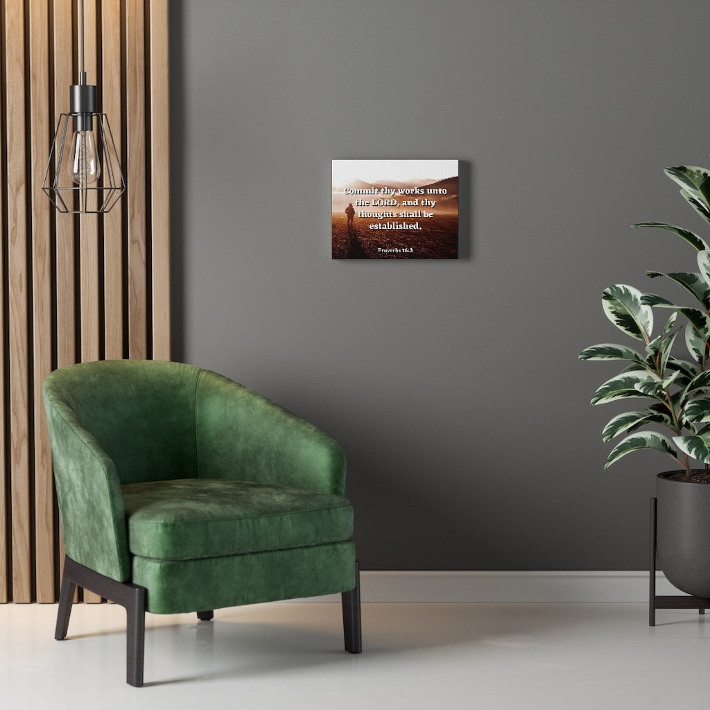 Scripture Walls Be Established Proverbs 16:3 Bible Verse Canvas Christian Wall Art Ready to Hang Unframed-Express Your Love Gifts