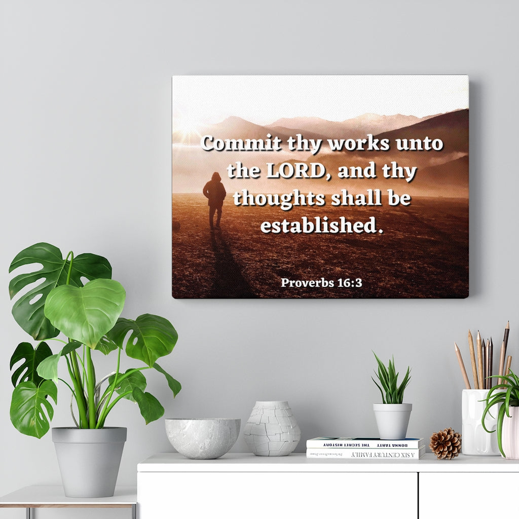 Scripture Walls Be Established Proverbs 16:3 Bible Verse Canvas Christian Wall Art Ready to Hang Unframed-Express Your Love Gifts