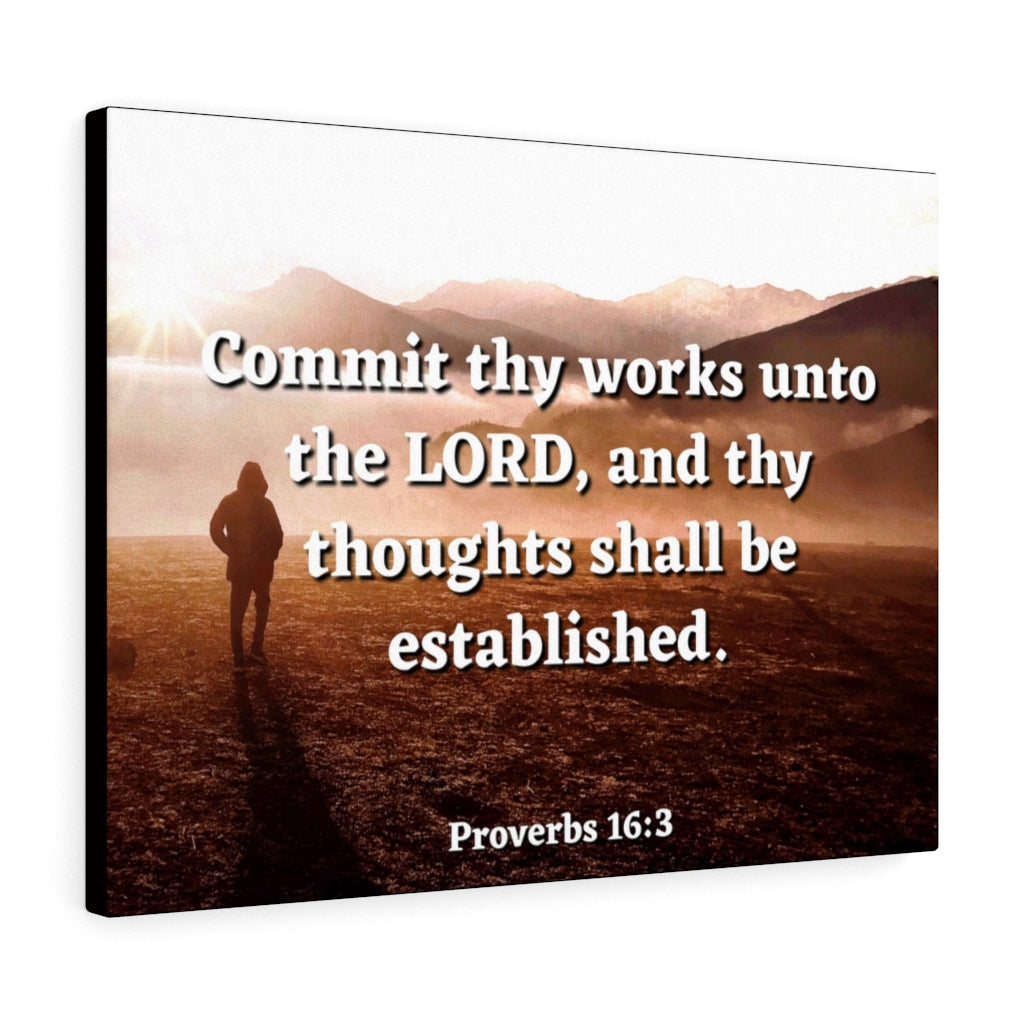 Scripture Walls Be Established Proverbs 16:3 Bible Verse Canvas Christian Wall Art Ready to Hang Unframed-Express Your Love Gifts