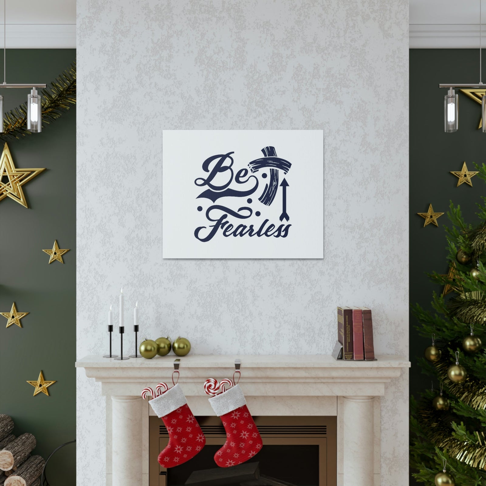 Scripture Walls Be Fearless 2 Timothy 1:7 Blue Cross Christian Wall Art Bible Verse Print Ready to Hang Unframed-Express Your Love Gifts