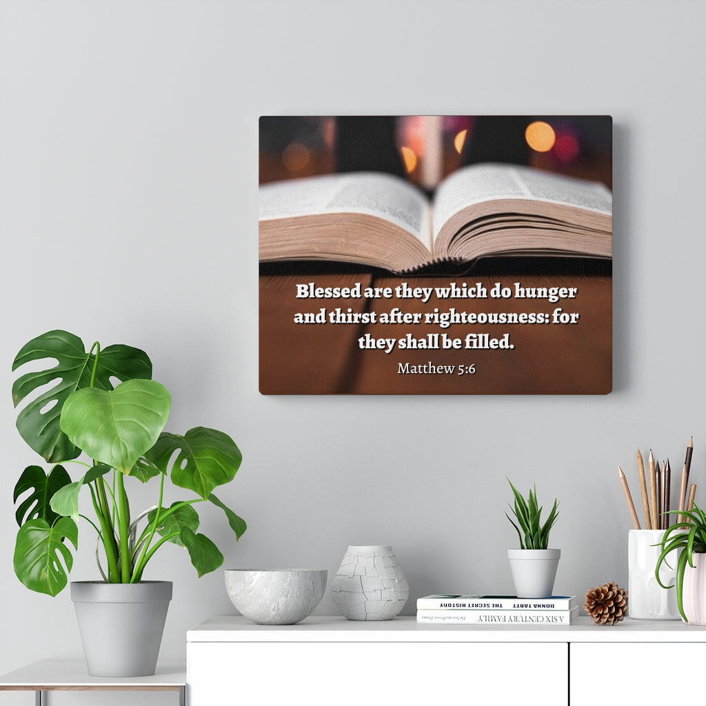 Scripture Walls Be Filled Matthew 5:6 Bible Verse Canvas Christian Wall Art Ready to Hang Unframed-Express Your Love Gifts