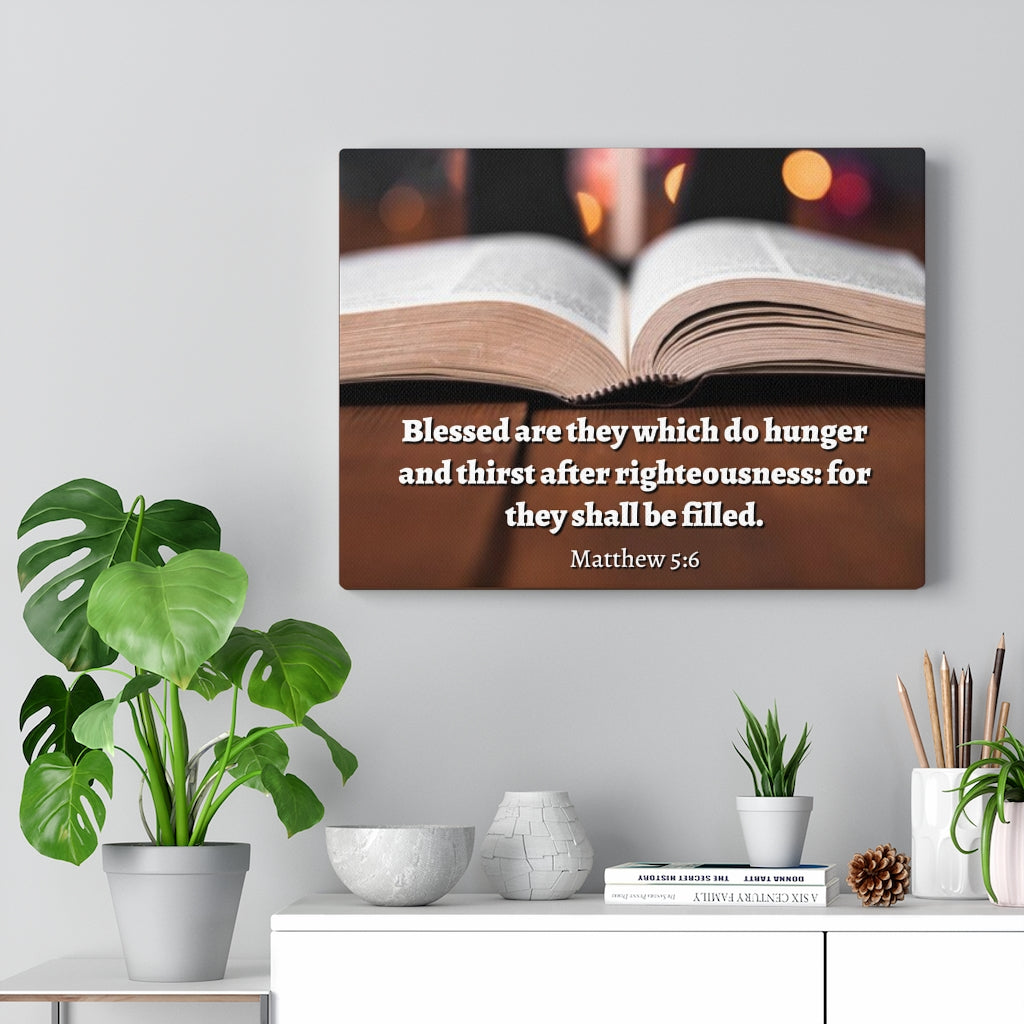 Scripture Walls Be Filled Matthew 5:6 Bible Verse Canvas Christian Wall Art Ready to Hang Unframed-Express Your Love Gifts