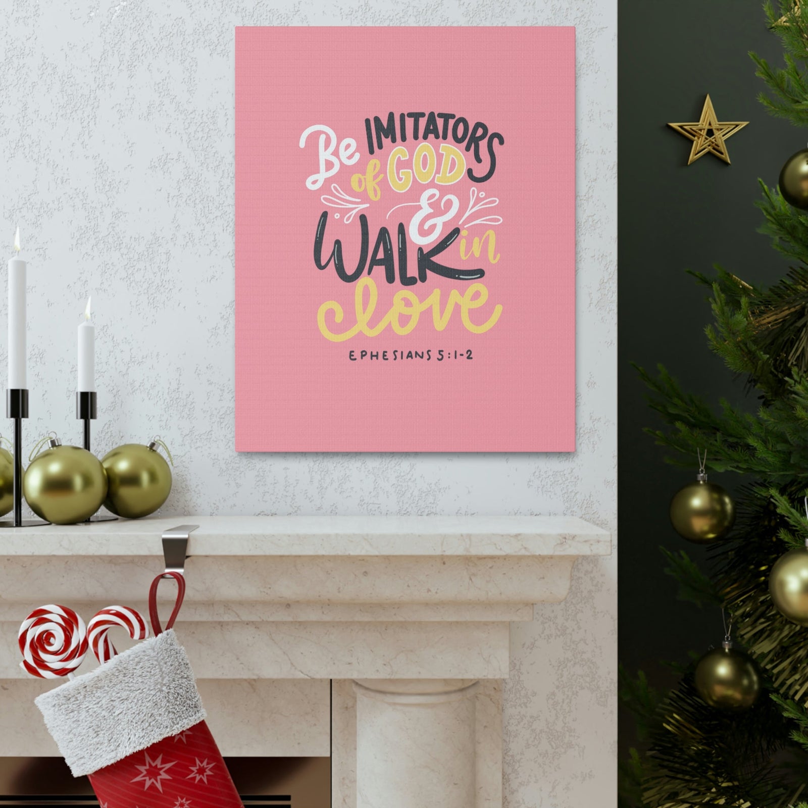 Scripture Walls Be Imitators Of God Ephesians 5:1-2 Pink Bible Verse Canvas Christian Wall Art Ready to Hang Unframed-Express Your Love Gifts