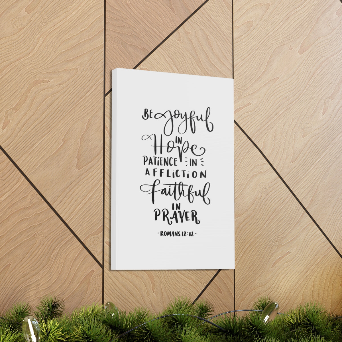 Scripture Walls Be Joyful In Hope Romans 12:12 White Bible Verse Canvas Christian Wall Art Ready to Hang Unframed-Express Your Love Gifts