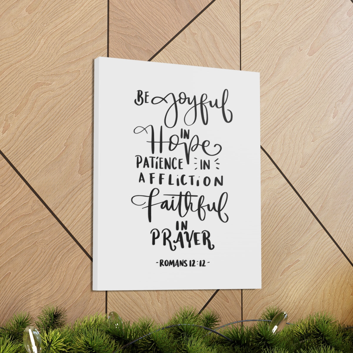 Scripture Walls Be Joyful In Hope Romans 12:12 White Bible Verse Canvas Christian Wall Art Ready to Hang Unframed-Express Your Love Gifts
