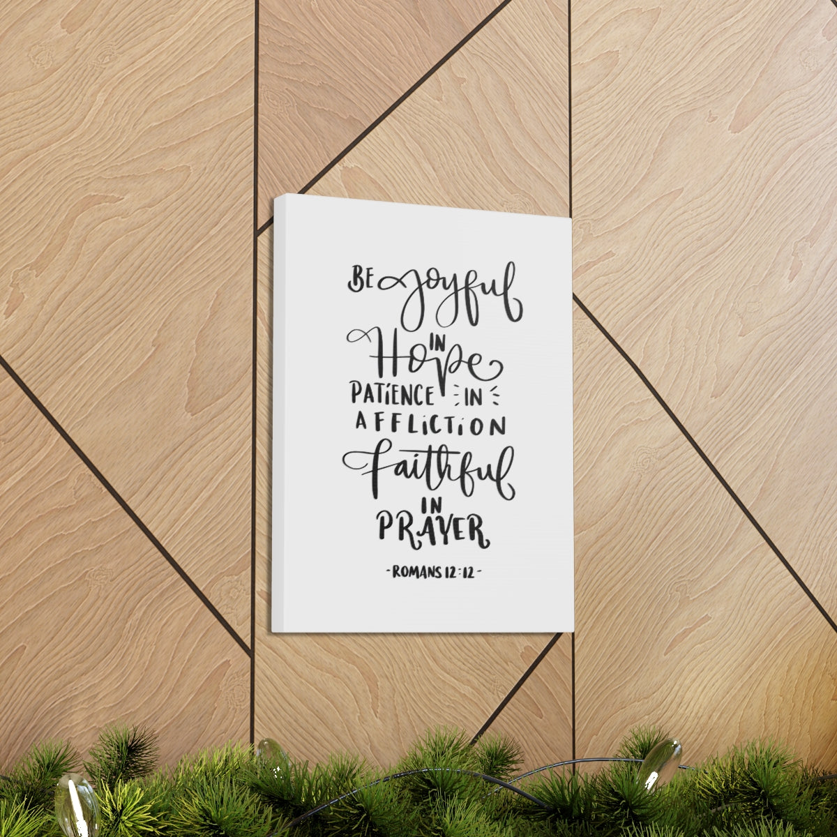 Scripture Walls Be Joyful In Hope Romans 12:12 White Bible Verse Canvas Christian Wall Art Ready to Hang Unframed-Express Your Love Gifts