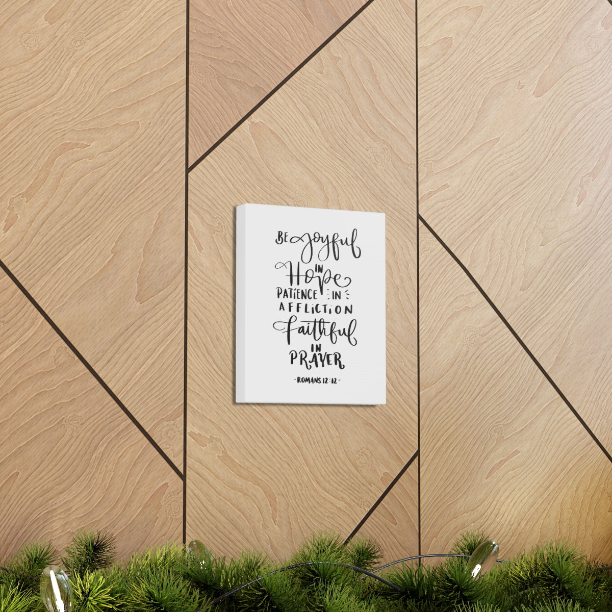 Scripture Walls Be Joyful In Hope Romans 12:12 White Bible Verse Canvas Christian Wall Art Ready to Hang Unframed-Express Your Love Gifts