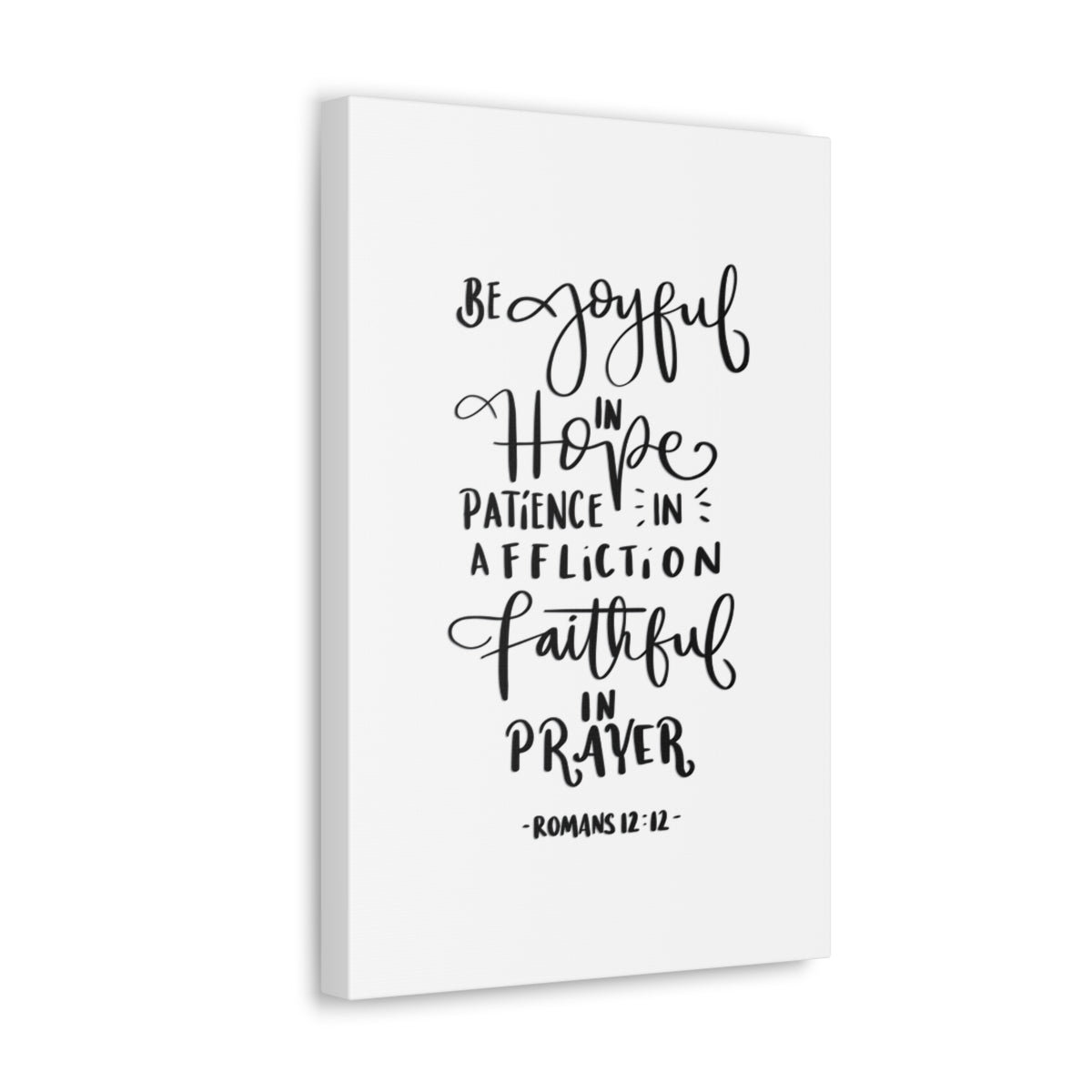 Scripture Walls Be Joyful In Hope Romans 12:12 White Bible Verse Canvas Christian Wall Art Ready to Hang Unframed-Express Your Love Gifts