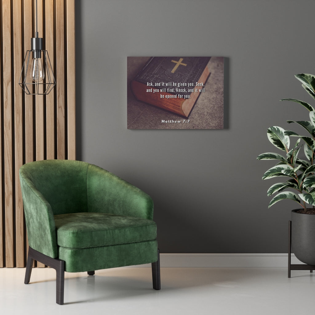 Scripture Walls Be Opened Matthew 7:7 Bible Verse Canvas Christian Wall Art Ready to Hang Unframed-Express Your Love Gifts