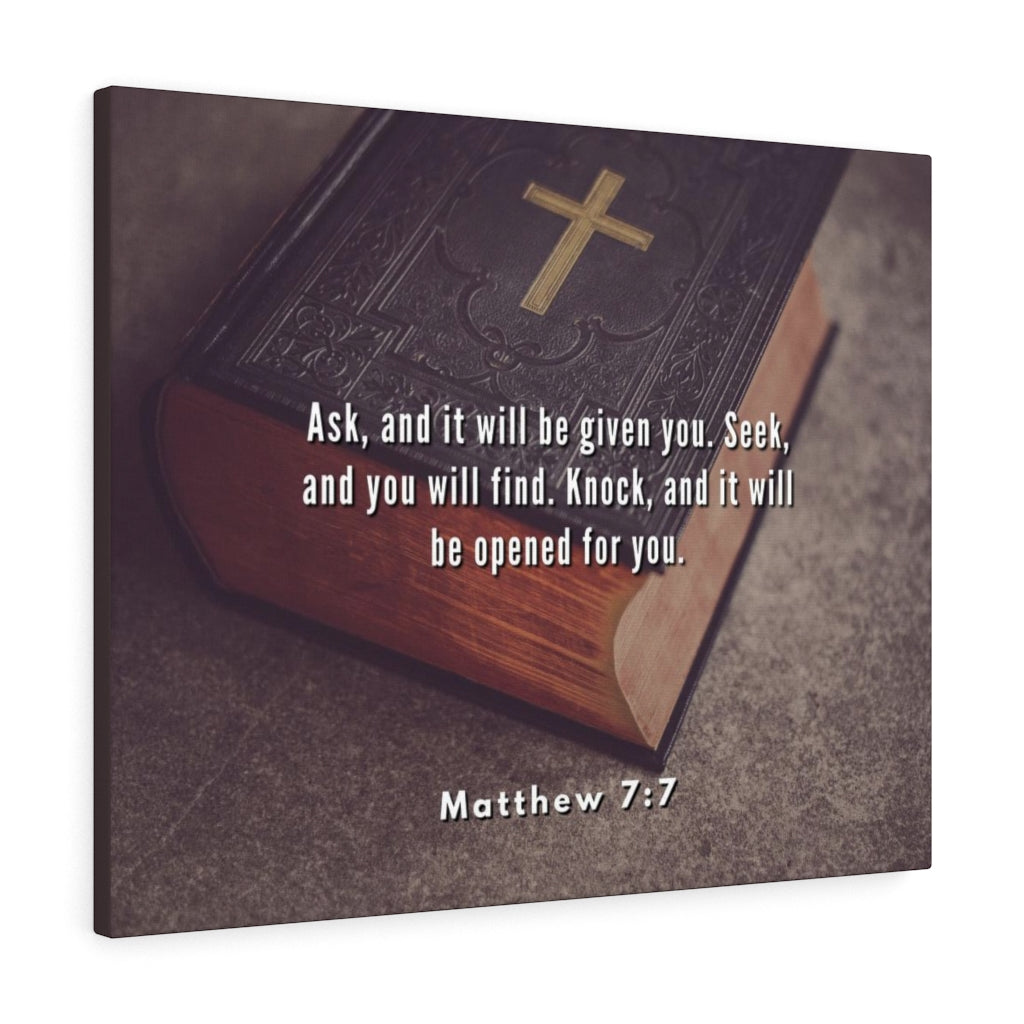Scripture Walls Be Opened Matthew 7:7 Bible Verse Canvas Christian Wall Art Ready to Hang Unframed-Express Your Love Gifts