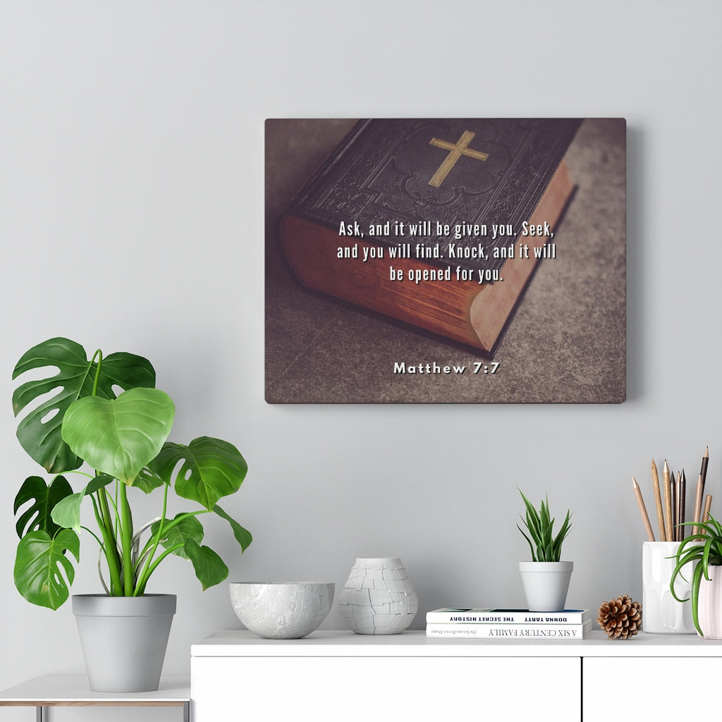 Scripture Walls Be Opened Matthew 7:7 Bible Verse Canvas Christian Wall Art Ready to Hang Unframed-Express Your Love Gifts