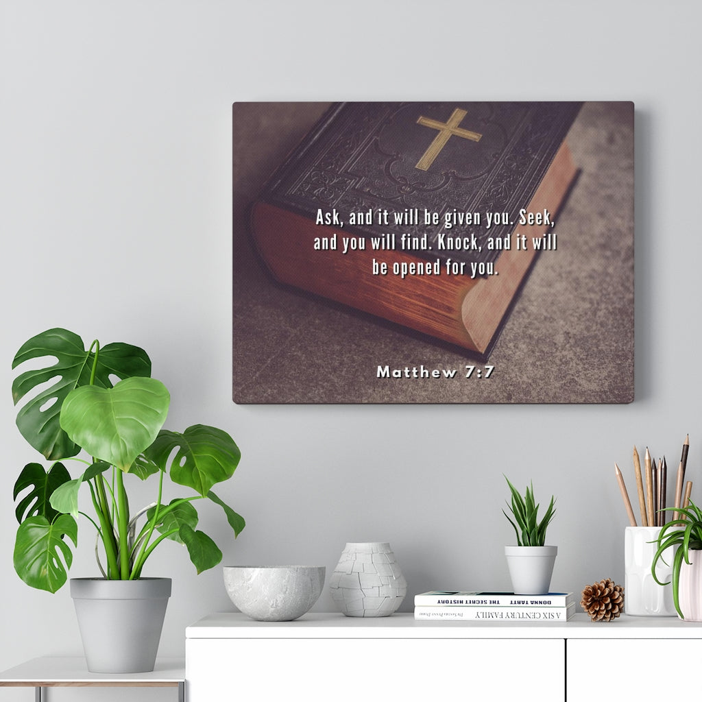 Scripture Walls Be Opened Matthew 7:7 Bible Verse Canvas Christian Wall Art Ready to Hang Unframed-Express Your Love Gifts
