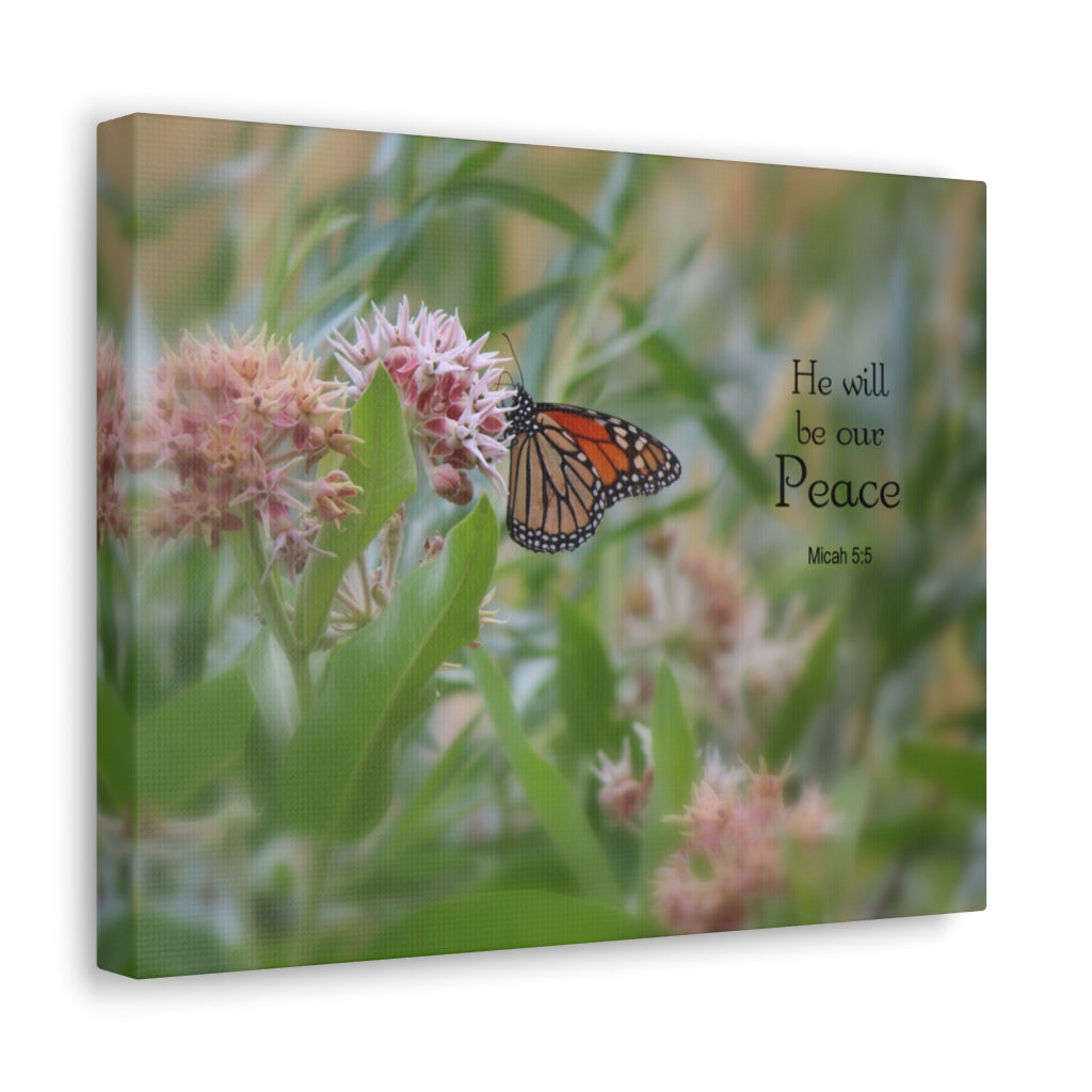 Scripture Walls Be Our Peace Micah 5:5 Bible Verse Canvas Christian Wall Art Ready to Hang Unframed-Express Your Love Gifts