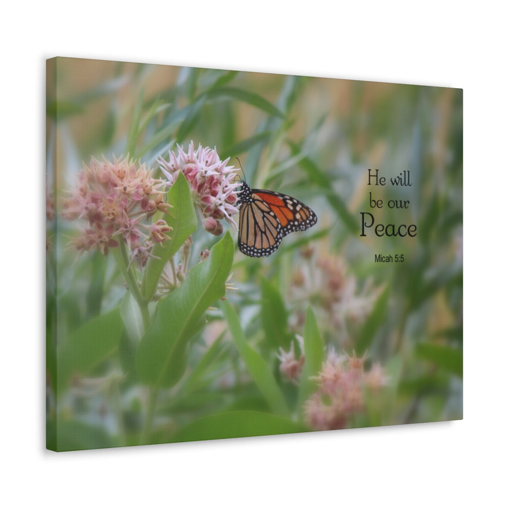 Scripture Walls Be Our Peace Micah 5:5 Bible Verse Canvas Christian Wall Art Ready to Hang Unframed-Express Your Love Gifts