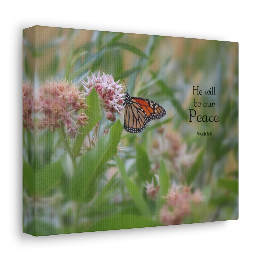 Scripture Walls Be Our Peace Micah 5:5 Bible Verse Canvas Christian Wall Art Ready to Hang Unframed-Express Your Love Gifts