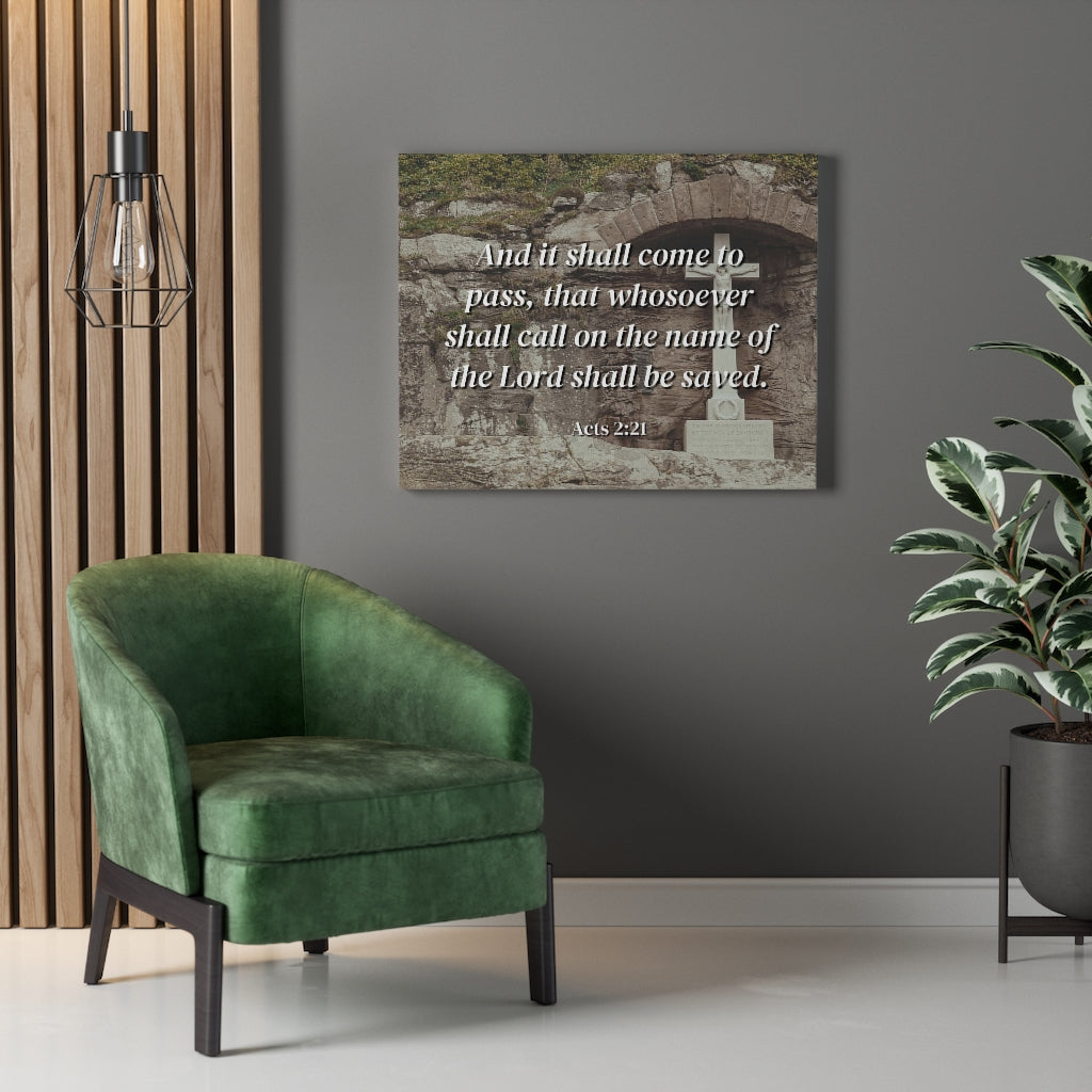 Scripture Walls Be Saved Acts 2:21 Bible Verse Canvas Christian Wall Art Ready to Hang Unframed-Express Your Love Gifts