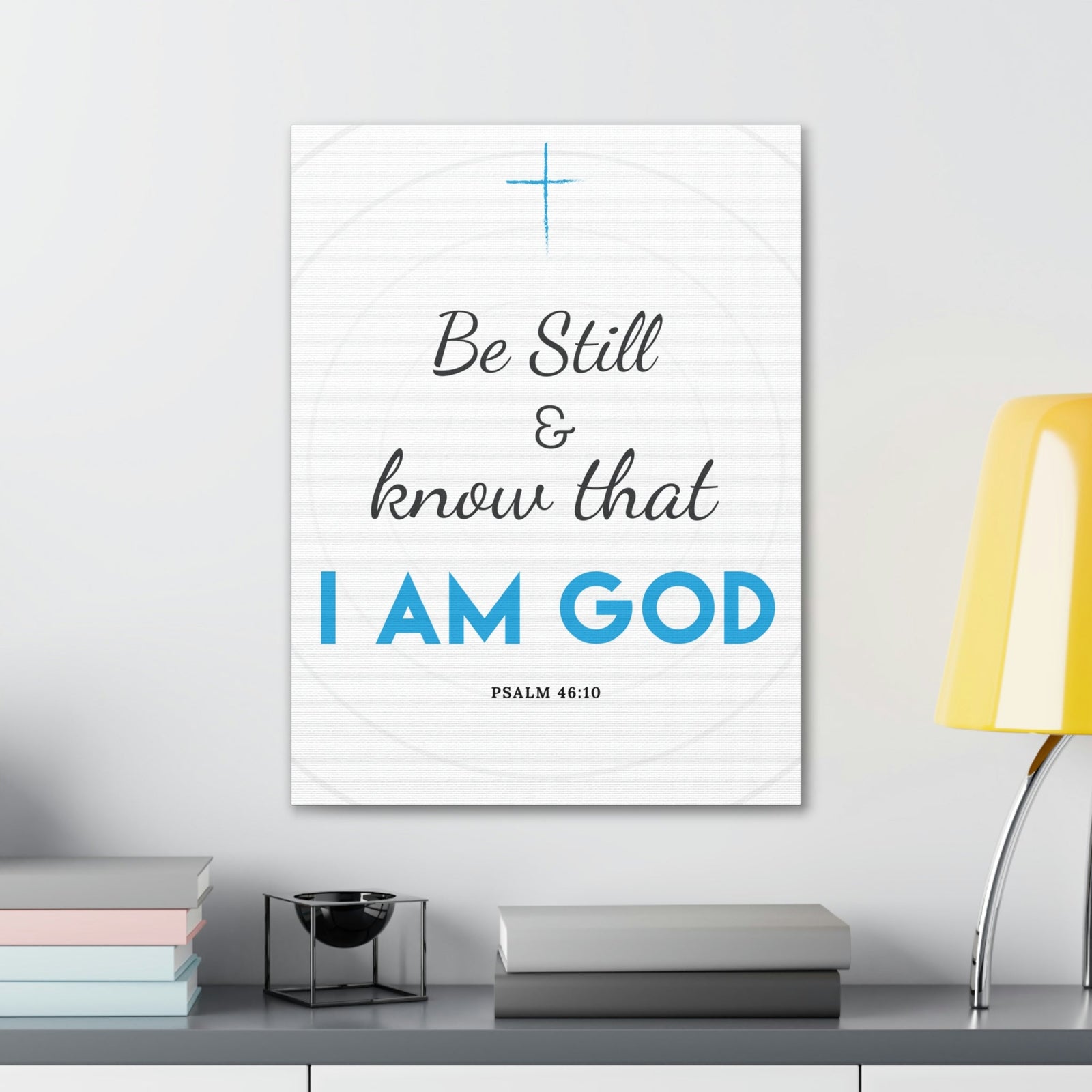 Scripture Walls Be Still And Know Psalm 46:10 Blue Christian Wall Art Bible Verse Print Ready To Hang Unframed-Express Your Love Gifts
