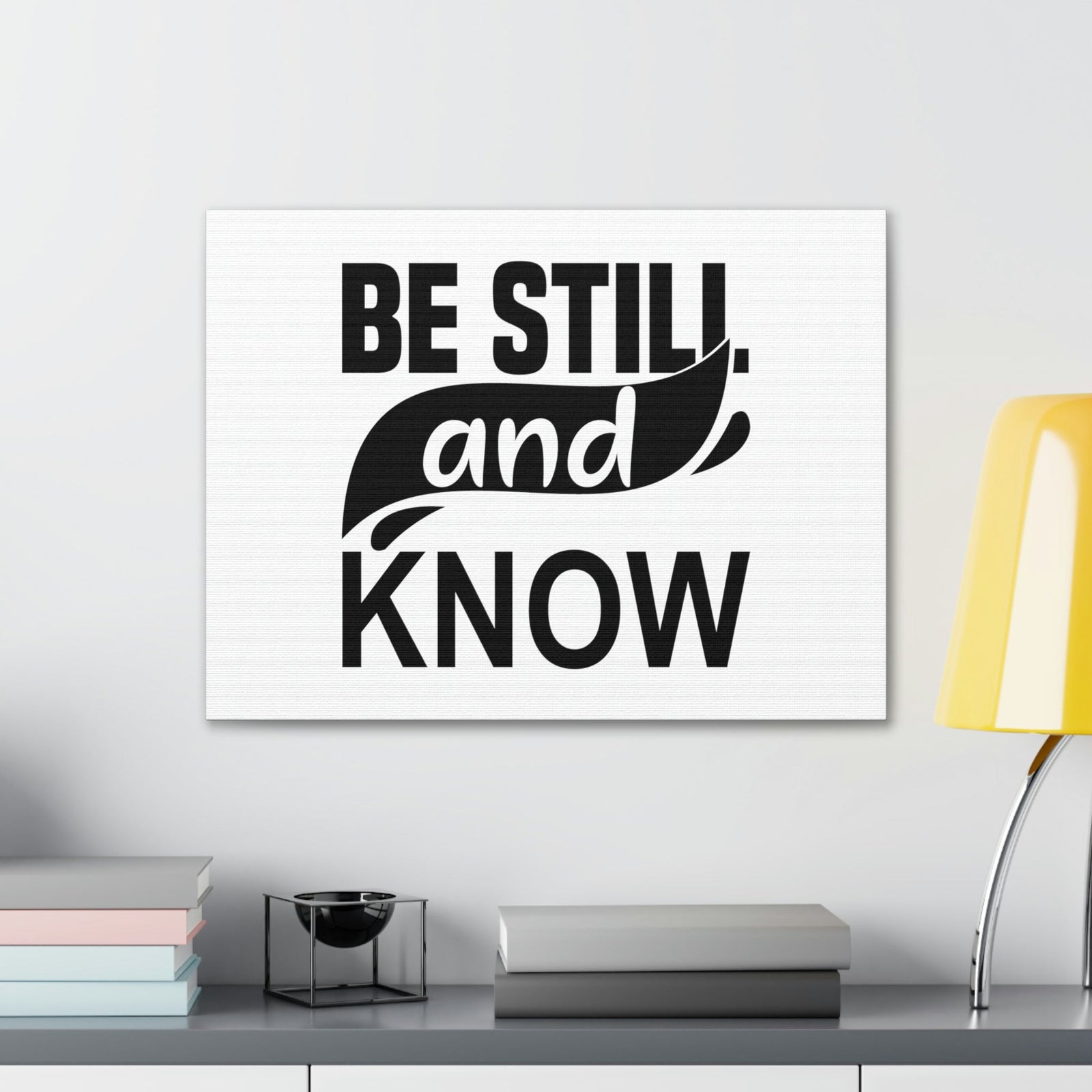 Scripture Walls Be Still And Know Psalm 46:10 Swish Black Christian Wall Art Bible Verse Print Ready to Hang Unframed-Express Your Love Gifts