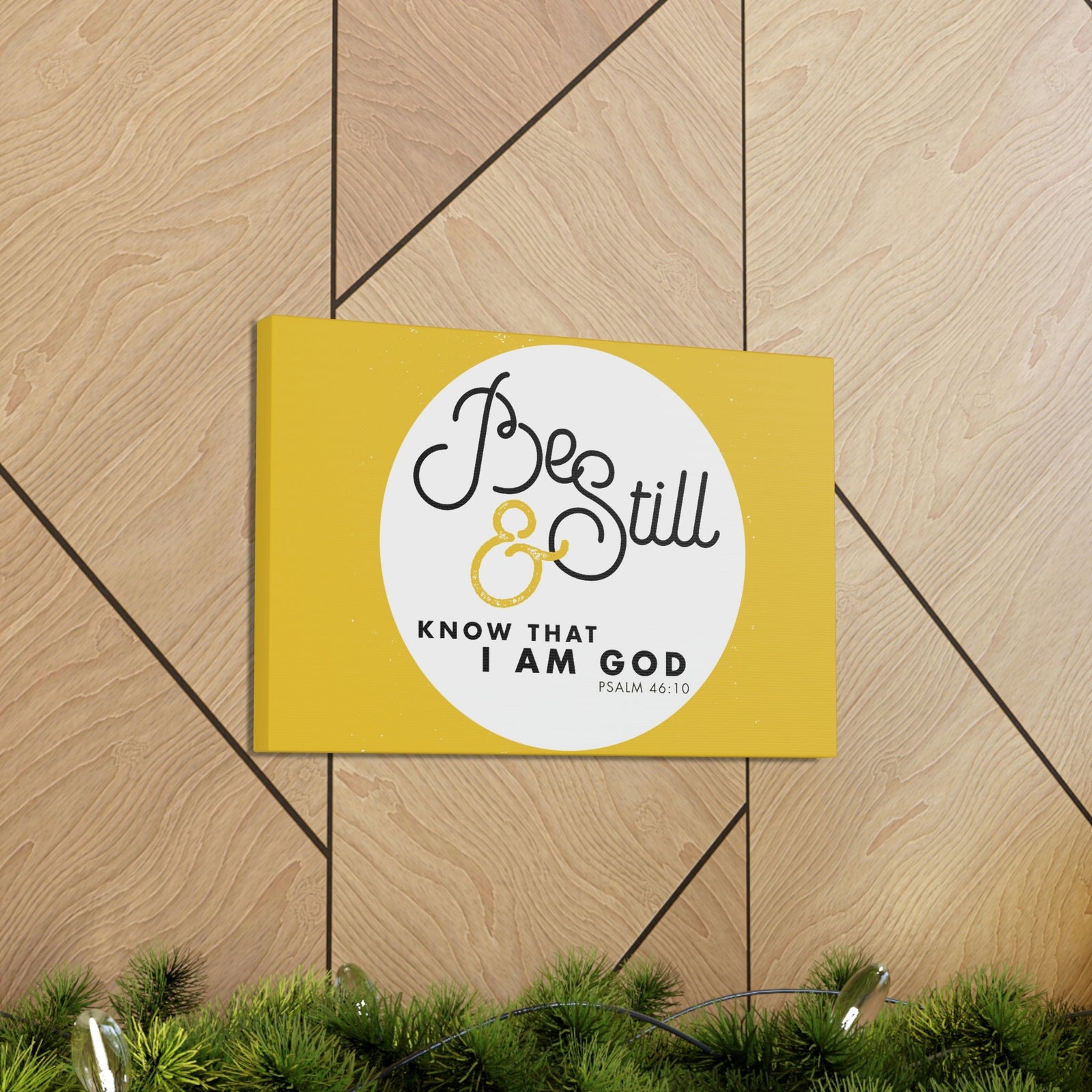 Scripture Walls Be Still And Know Psalm 46:10 Yellow Christian Wall Art Bible Verse Print Ready To Hang Unframed-Express Your Love Gifts