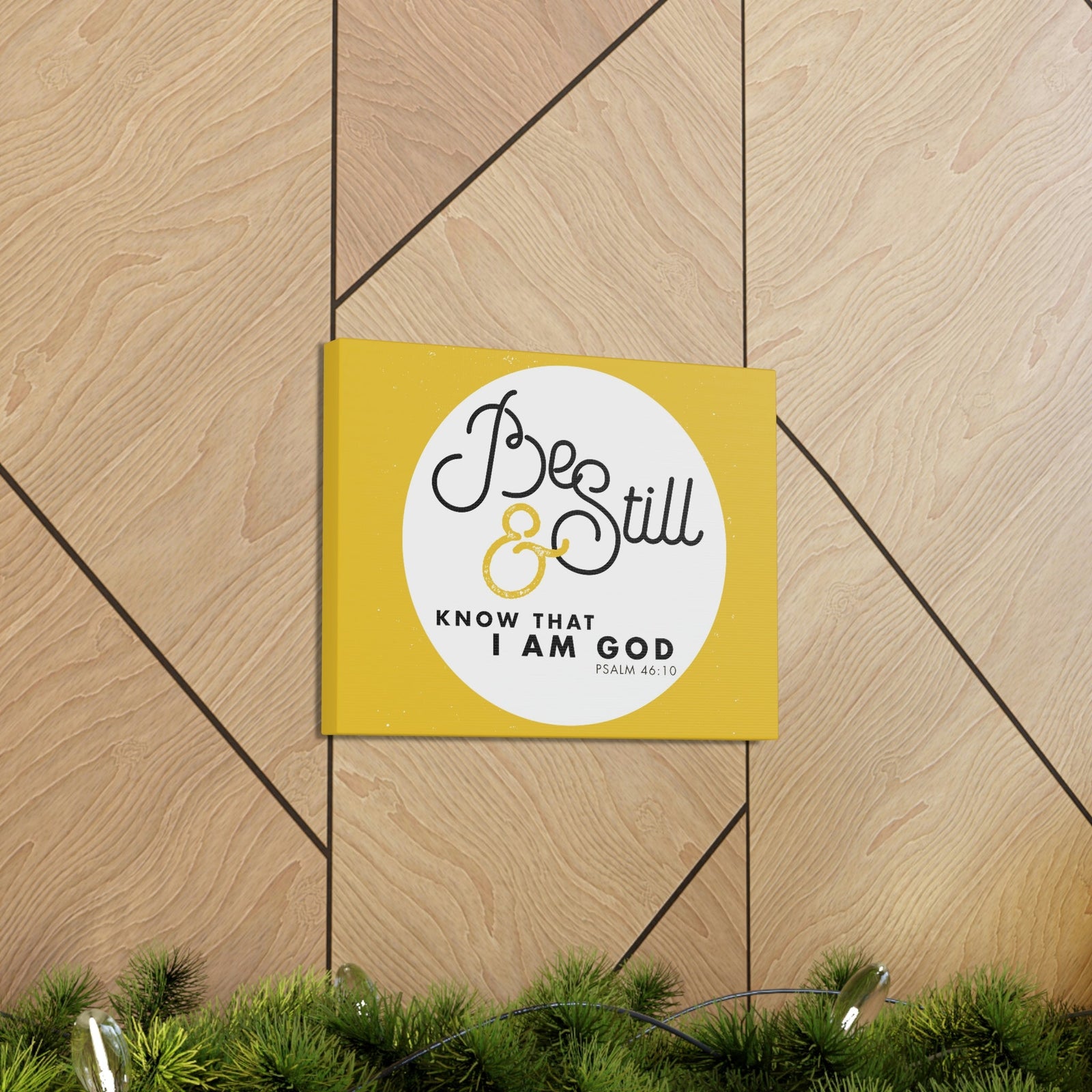 Scripture Walls Be Still And Know Psalm 46:10 Yellow Christian Wall Art Bible Verse Print Ready To Hang Unframed-Express Your Love Gifts