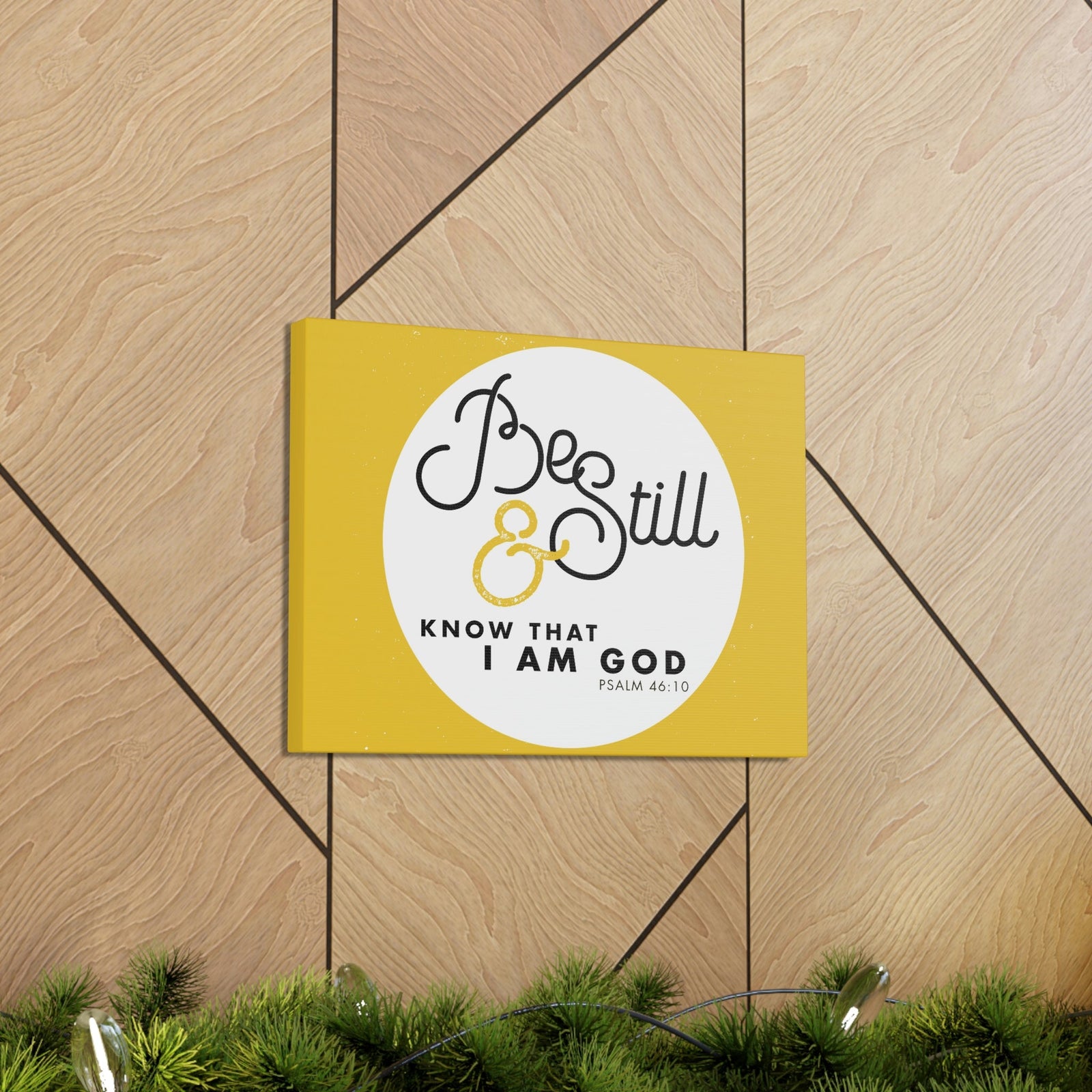 Scripture Walls Be Still And Know Psalm 46:10 Yellow Christian Wall Art Bible Verse Print Ready To Hang Unframed-Express Your Love Gifts
