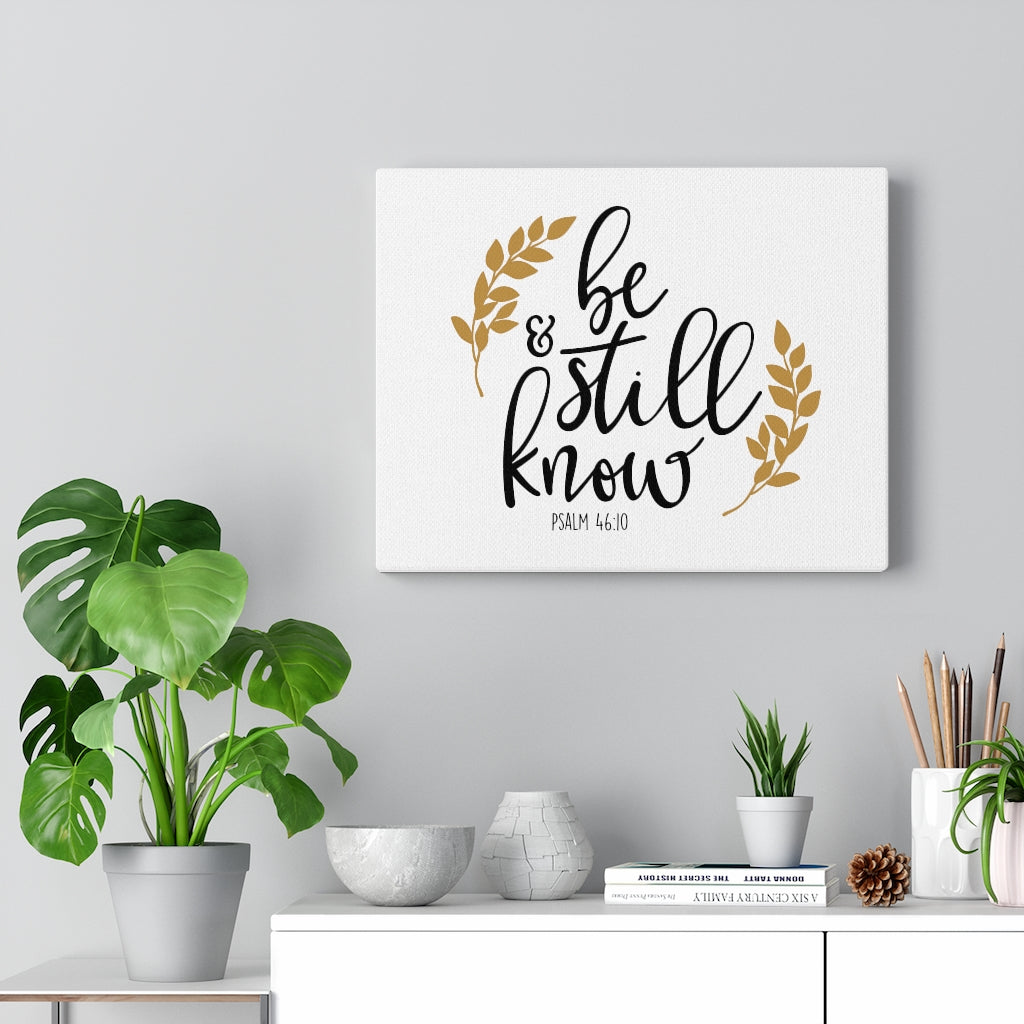 Scripture Walls Be Still Leaves Design 46:10 Bible Verse Canvas Christian Wall Art Ready to Hang Unframed-Express Your Love Gifts
