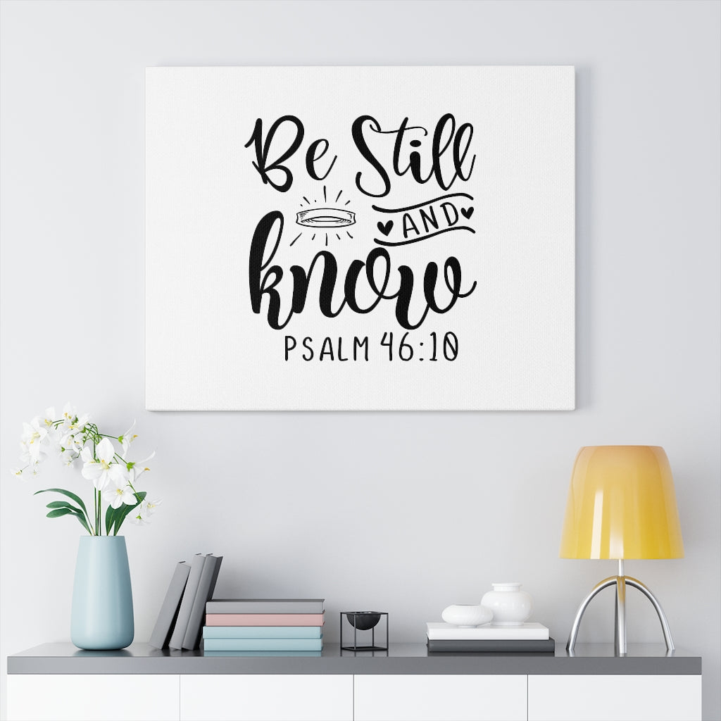 Scripture Walls Be Still Ring Psalm 46:10 Bible Verse Canvas Christian Wall Art Ready to Hang Unframed-Express Your Love Gifts