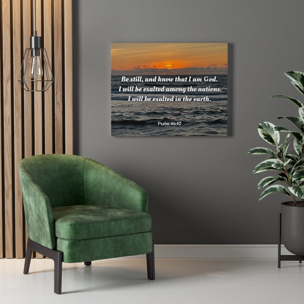 Scripture Walls Be Still Sunset Psalm 46:10 Bible Verse Canvas Christian Wall Art Ready to Hang Unframed-Express Your Love Gifts