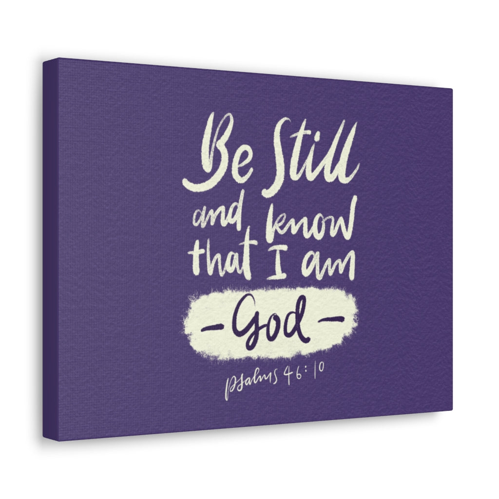 Scripture Walls Be Still Violet Psalm 46:10 Bible Verse Canvas Christian Wall Art Ready to Hang Unframed-Express Your Love Gifts