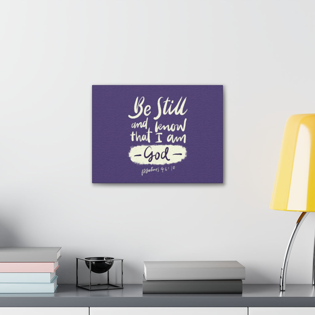 Scripture Walls Be Still Violet Psalm 46:10 Bible Verse Canvas Christian Wall Art Ready to Hang Unframed-Express Your Love Gifts