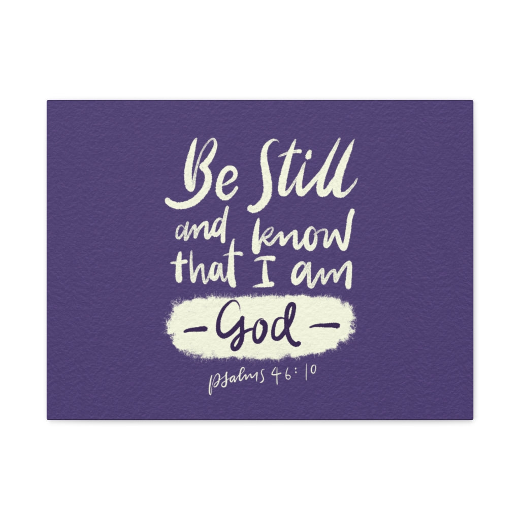 Scripture Walls Be Still Violet Psalm 46:10 Bible Verse Canvas Christian Wall Art Ready to Hang Unframed-Express Your Love Gifts