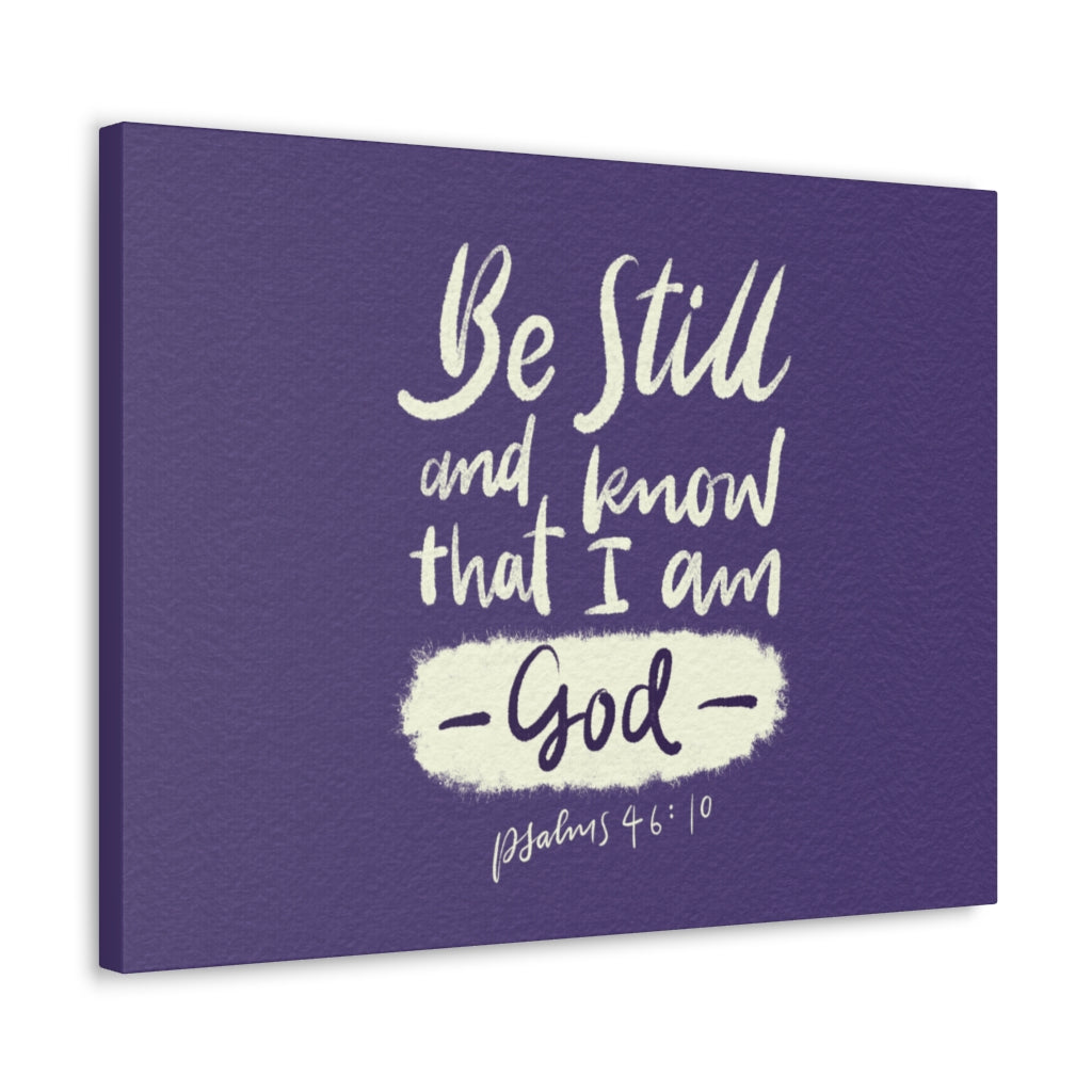 Scripture Walls Be Still Violet Psalm 46:10 Bible Verse Canvas Christian Wall Art Ready to Hang Unframed-Express Your Love Gifts