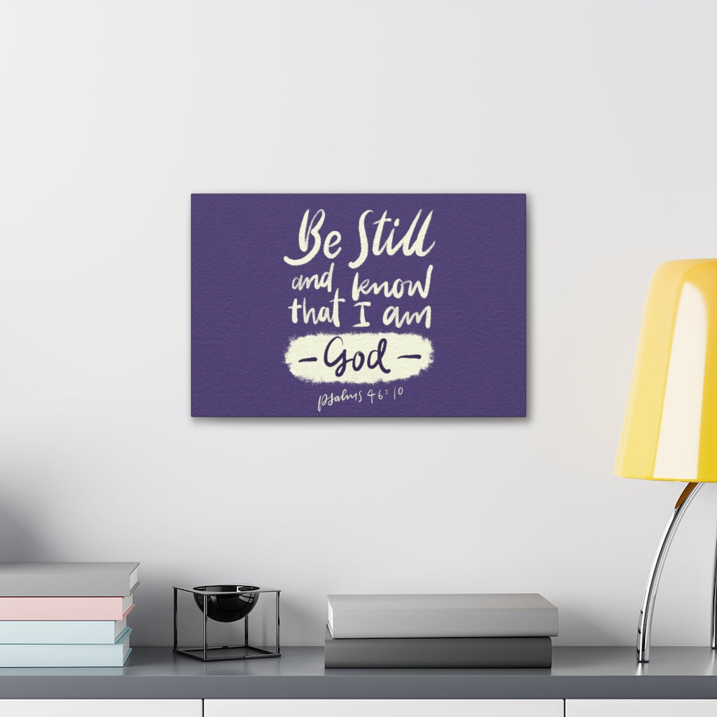 Scripture Walls Be Still Violet Psalm 46:10 Bible Verse Canvas Christian Wall Art Ready to Hang Unframed-Express Your Love Gifts
