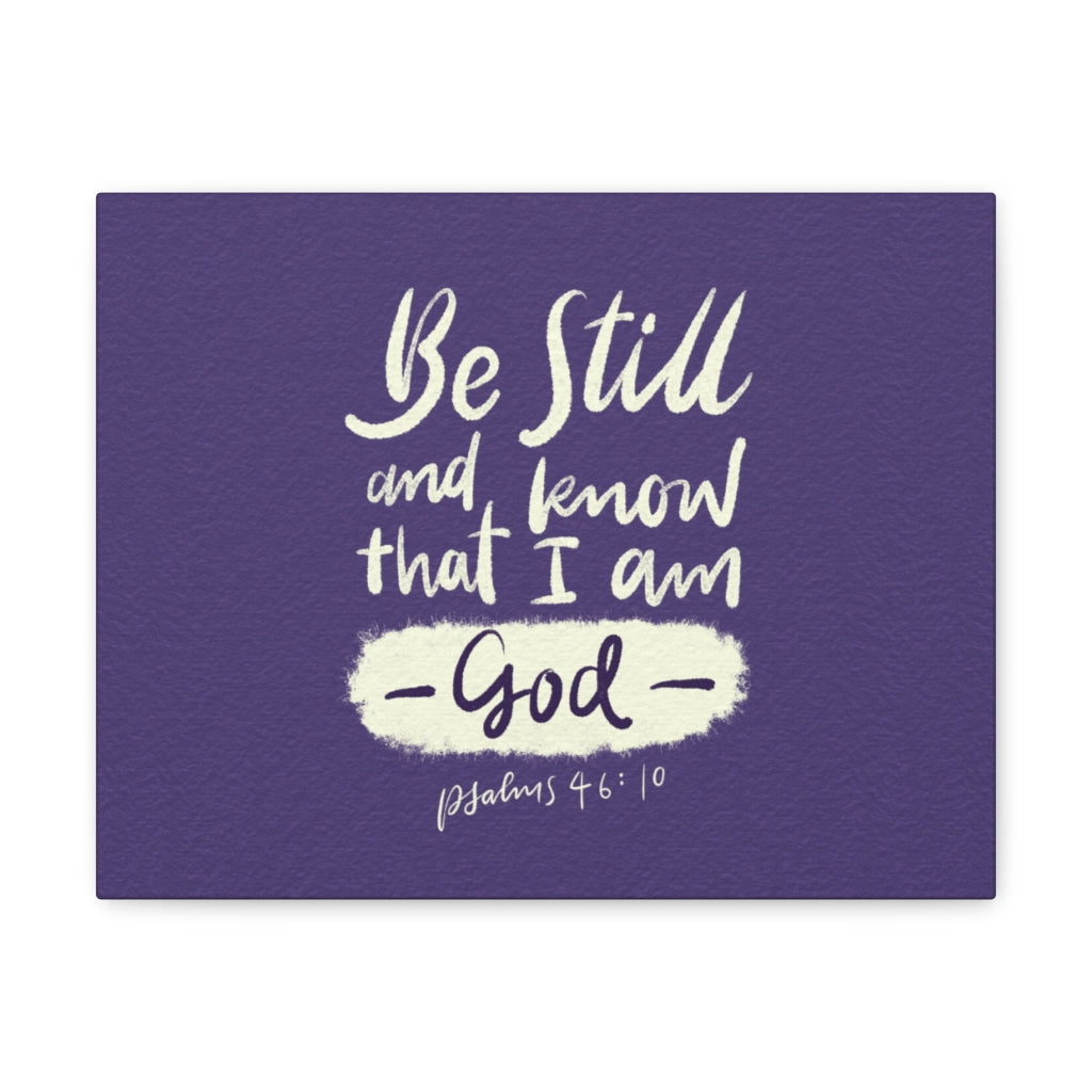 Scripture Walls Be Still Violet Psalm 46:10 Bible Verse Canvas Christian Wall Art Ready to Hang Unframed-Express Your Love Gifts