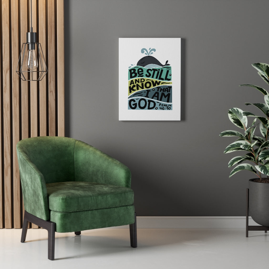 Scripture Walls Be Still Whale Psalm 46:10 Bible Verse Canvas Christian Wall Art Ready to Hang Unframed-Express Your Love Gifts