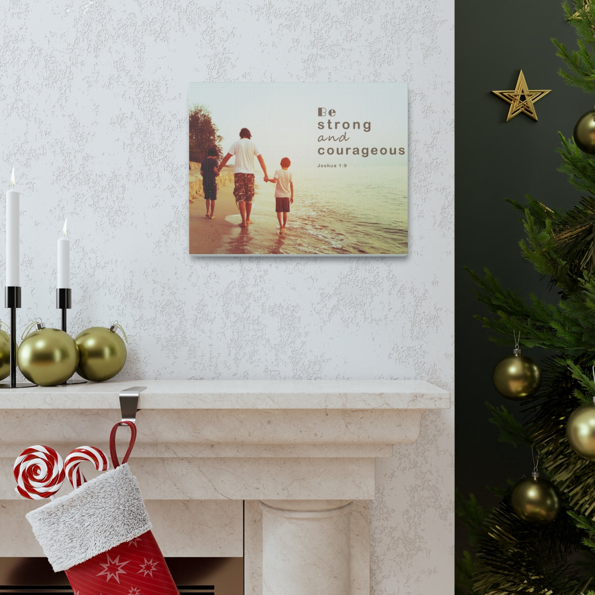 Scripture Walls Be Strong And Courageous Joshua 1:9 Bible Verse Canvas Christian Wall Art Bible Verse Print Ready To Hang Unframed-Express Your Love Gifts