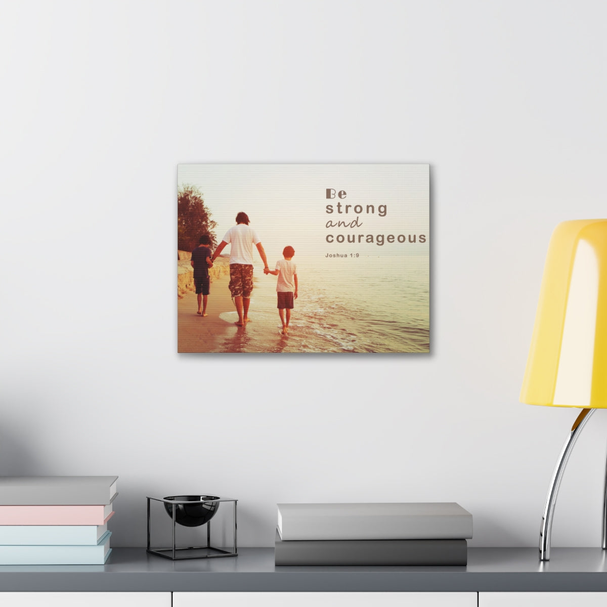 Scripture Walls Be Strong And Courageous Joshua 1:9 Bible Verse Canvas Christian Wall Art Bible Verse Print Ready To Hang Unframed-Express Your Love Gifts