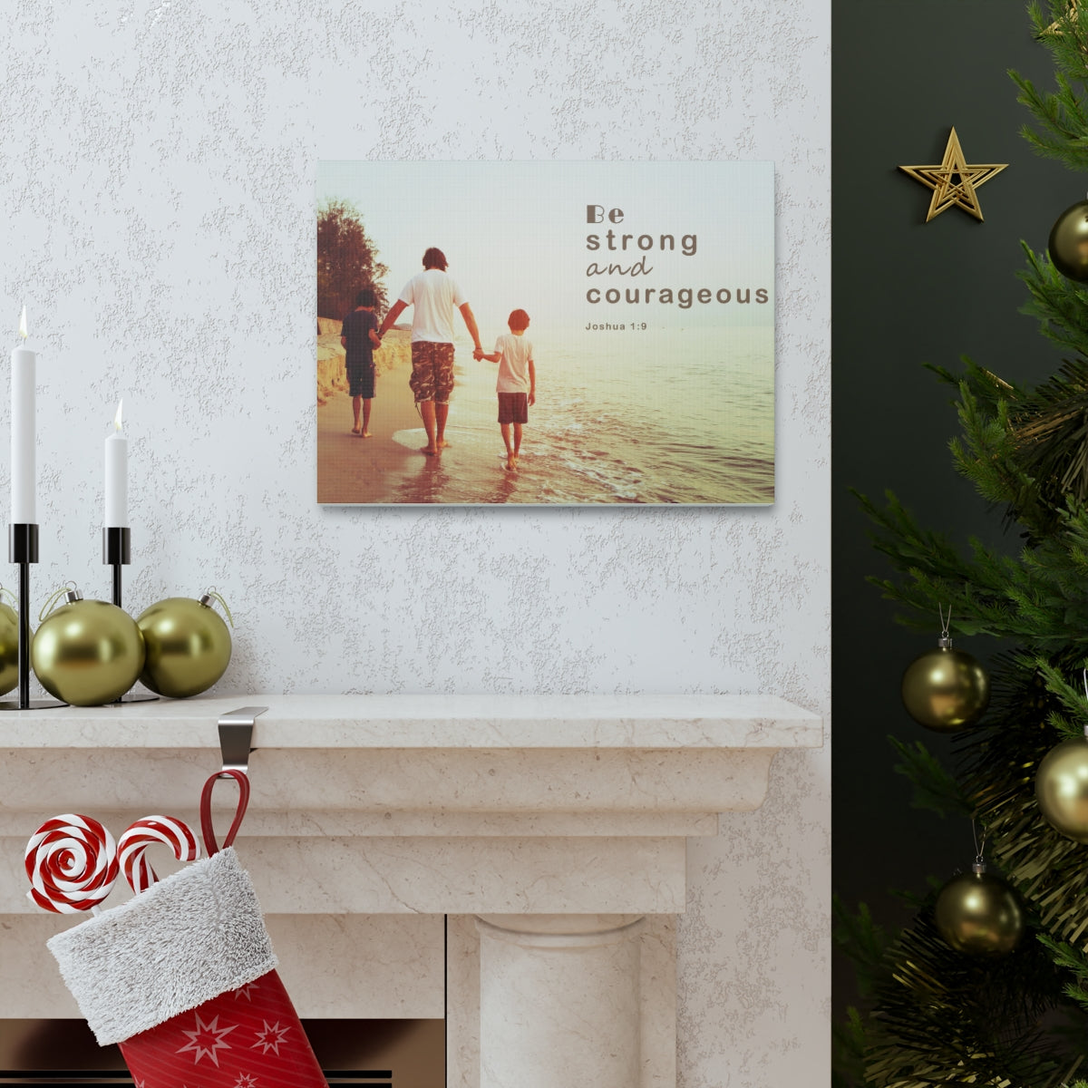 Scripture Walls Be Strong And Courageous Joshua 1:9 Bible Verse Canvas Christian Wall Art Bible Verse Print Ready To Hang Unframed-Express Your Love Gifts