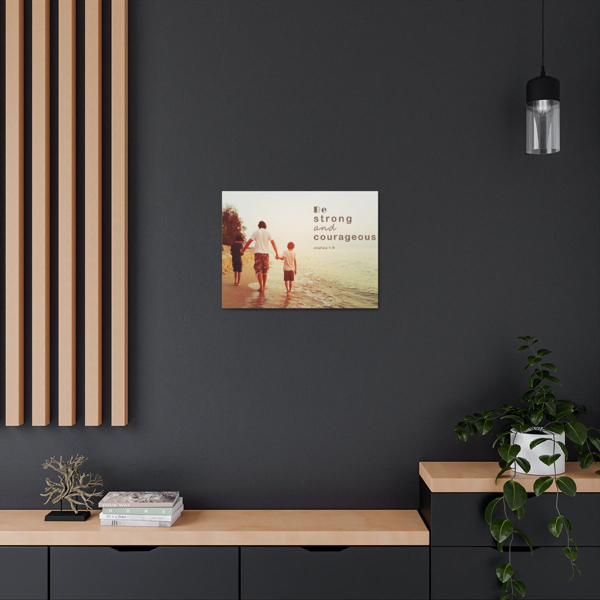 Scripture Walls Be Strong And Courageous Joshua 1:9 Bible Verse Canvas Christian Wall Art Bible Verse Print Ready To Hang Unframed-Express Your Love Gifts