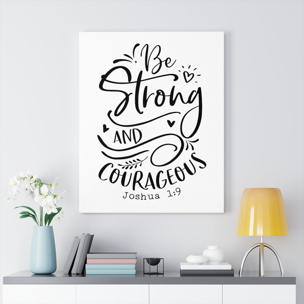 Scripture Walls Be Strong And Courageous Joshua 1:9 Heart Bible Verse Canvas Christian Wall Art Ready to Hang Unframed-Express Your Love Gifts