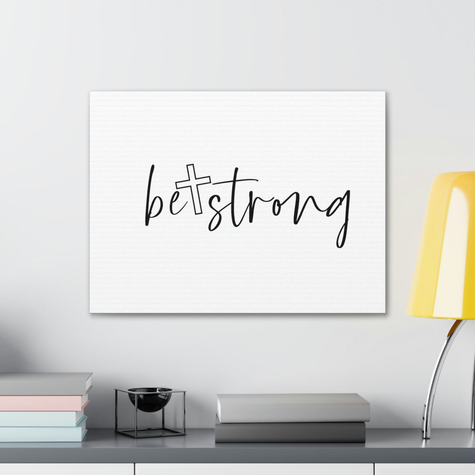 Scripture Walls Be Strong Deuteronomy 31:6 White Cross Christian Wall Art Bible Verse Print Ready to Hang Unframed-Express Your Love Gifts