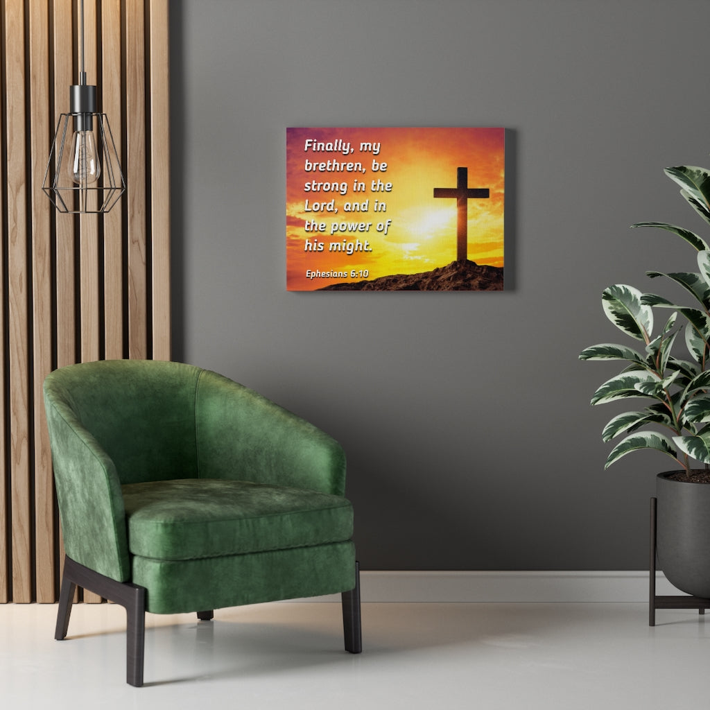 Scripture Walls Be Strong Ephesians 6:10 Yellow Bible Verse Canvas Christian Wall Art Ready to Hang Unframed-Express Your Love Gifts