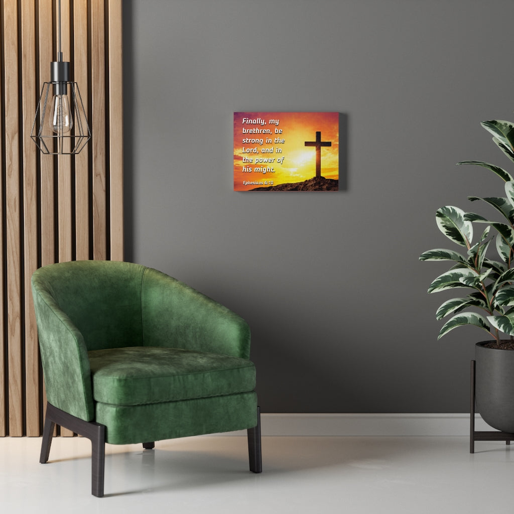 Scripture Walls Be Strong Ephesians 6:10 Yellow Bible Verse Canvas Christian Wall Art Ready to Hang Unframed-Express Your Love Gifts