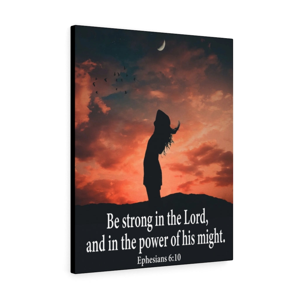 Scripture Walls Be Strong in the Lord Ephesians 6:10 Orange Bible Verse Canvas Christian Wall Art Ready to Hang Unframed-Express Your Love Gifts