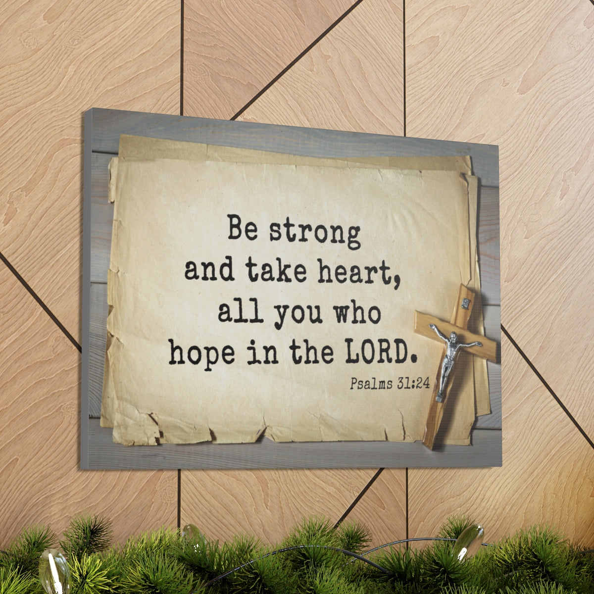 Scripture Walls Be Strong Psalms 31:24 Bible Verse Canvas Christian Wall Art Ready to Hang Unframed-Express Your Love Gifts