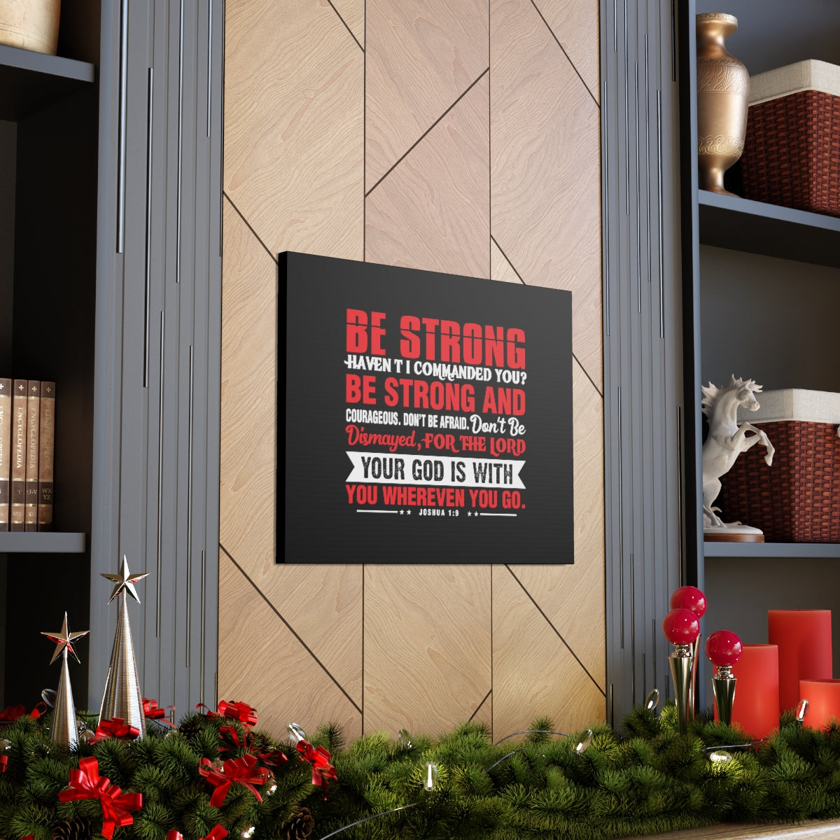 Scripture Walls Be Strong Red Joshua 1:9 Christian Wall Art Bible Verse Print Ready to Hang Unframed-Express Your Love Gifts