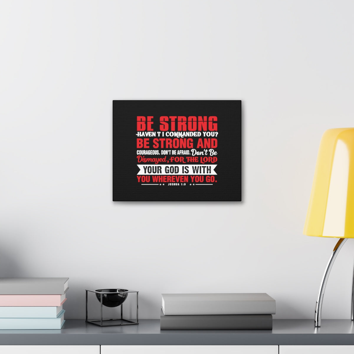 Scripture Walls Be Strong Red Joshua 1:9 Christian Wall Art Bible Verse Print Ready to Hang Unframed-Express Your Love Gifts